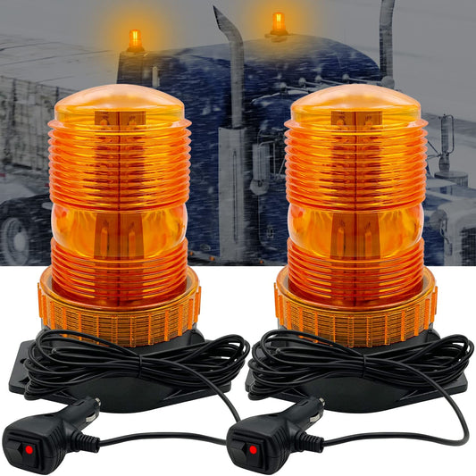 Pair of 12V-24V LED Magnetic Safety Strobe Lights with and 16.4 ft Straight Cord